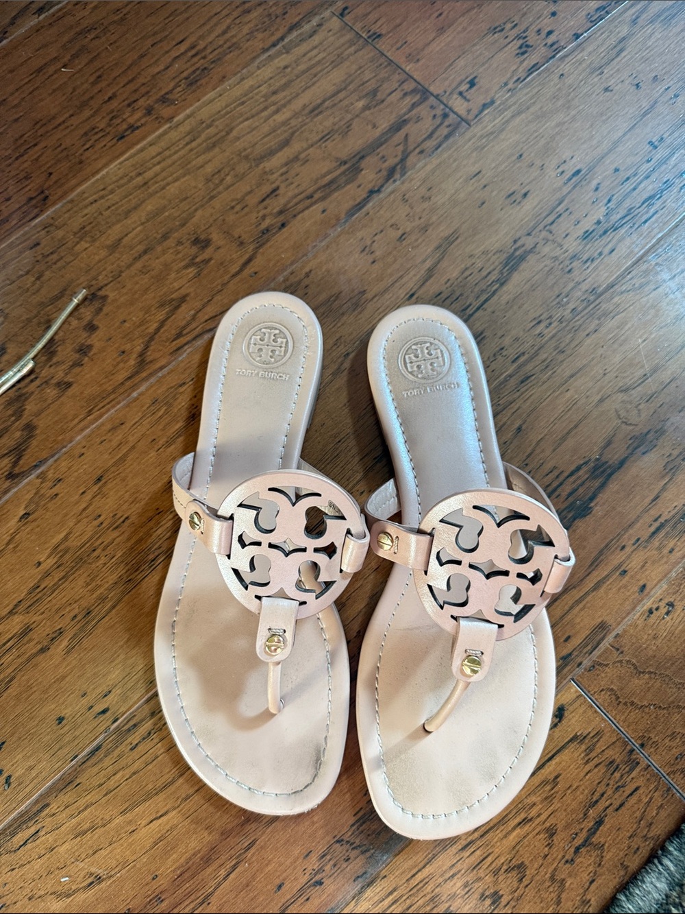 Tory Burch Blush Miller Leather Thong Sandals